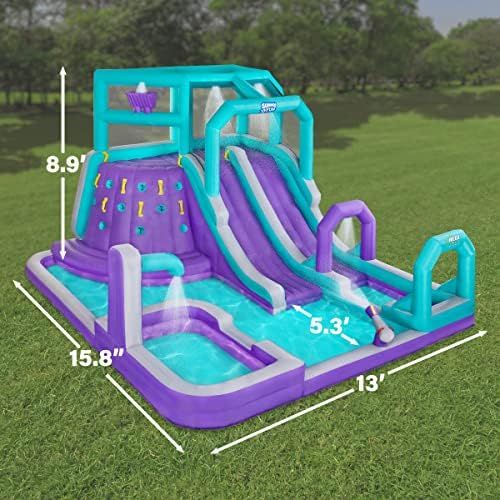 Sunny & Fun Mega Climb N’ Go Inflatable Water Slide Park – Heavy-Duty for Outdoor Fun - Climbing Wal | Amazon (US)