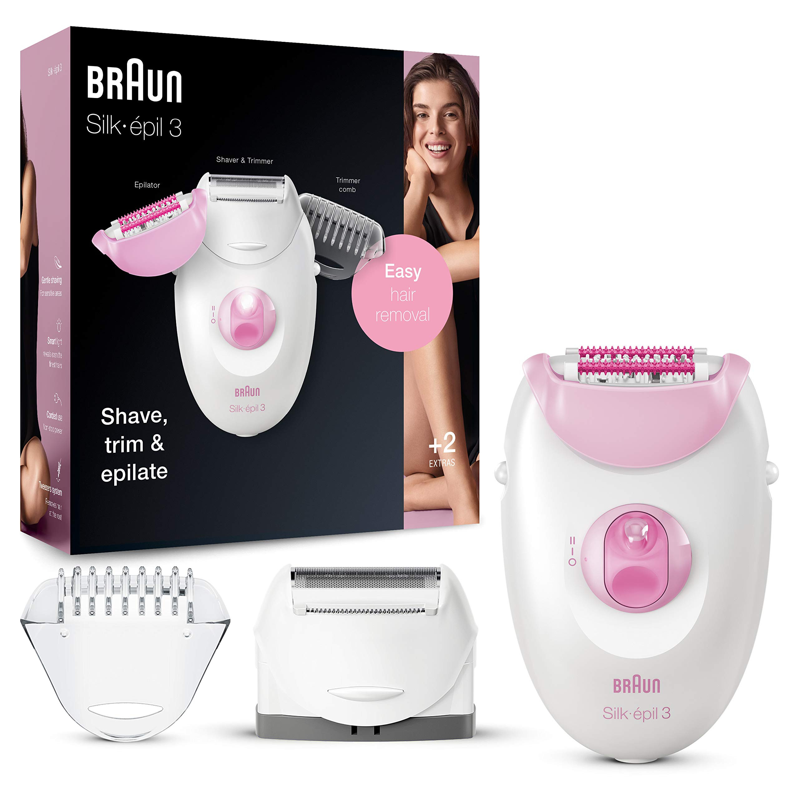 Braun Epilator Silk-epil 3 3-270, Hair Removal Device, Epilator for Women, Shaver & Trimmer, Hair... | Amazon (US)