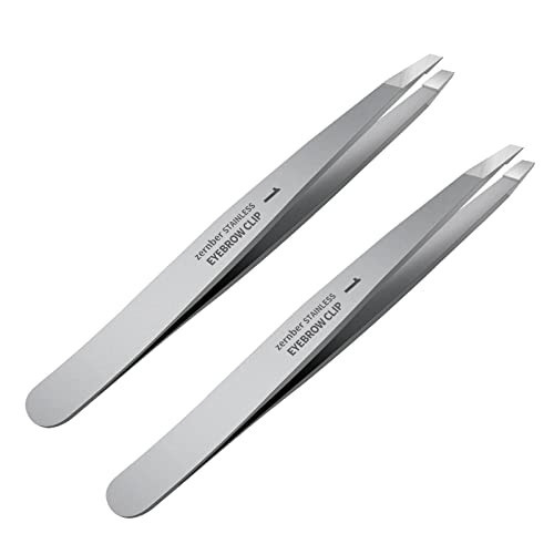 Tweezers Set - Professional Stainless Steel Slant Tweezers, Precision Tweezers Set for Shaping Eyebrows, Great Beauty Tools for Facial Hair, Ingrown Hair, Blackhead Removal(2Pcs Slant Tweezer) | Amazon (US)