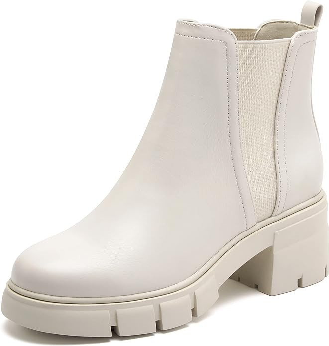 REDTOP Women's Chelsea Boots Elastic Chunky Block Heel Platform Lug Sole Ankle Booties | Amazon (US)
