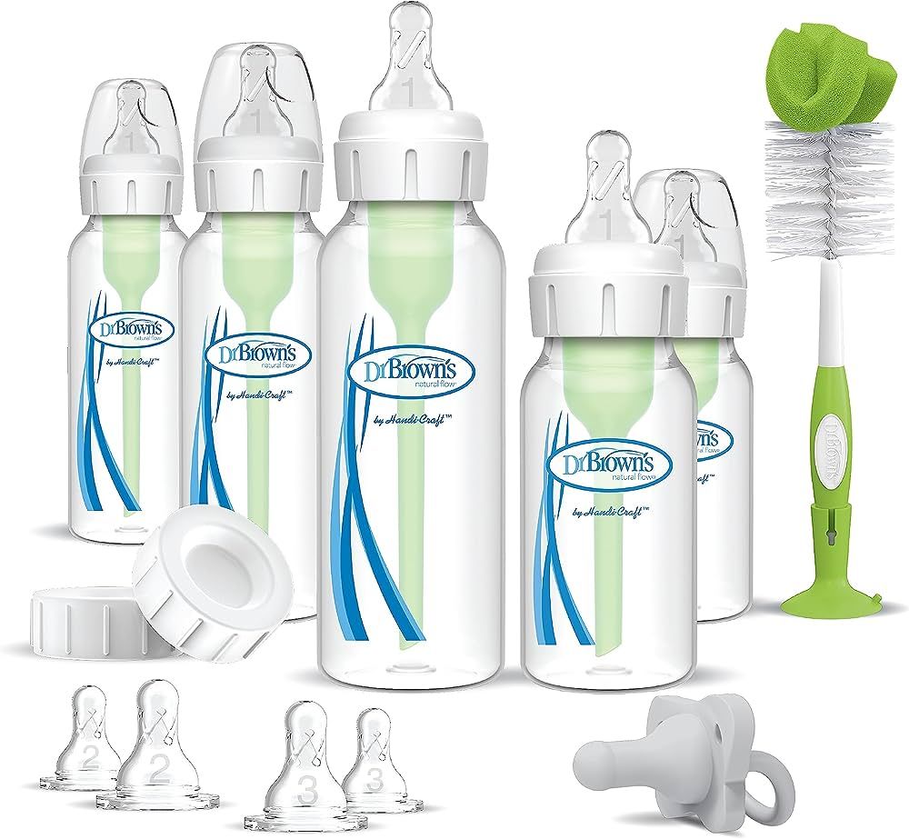 Dr. Brown's Anti-Colic Options+ Newborn Essentials Gift Set with 4oz and 8oz Baby Bottles, Baby B... | Amazon (US)