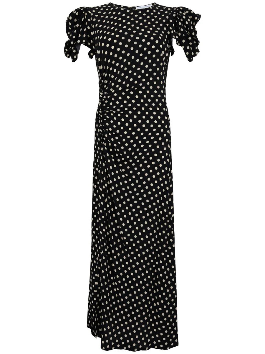 Mar De Margaritas Black Polka Dot Dress With Side Slit | Baltini