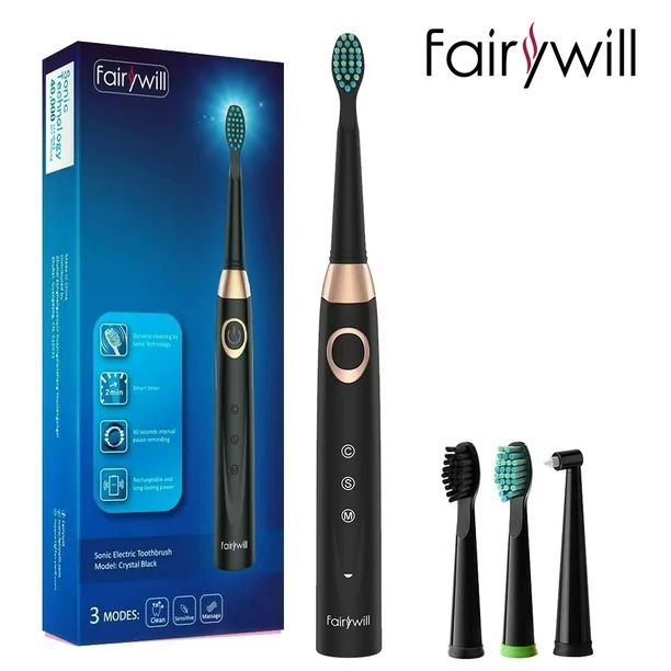 Fairywill Sonic Electric Toothbrush 3 Modes Rechargeable Deep Clean with 4 Replacement Heads Wate... | Walmart (US)