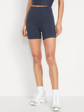 High-Waisted PowerSoft Biker Shorts -- 6-inch inseam | Old Navy (US)