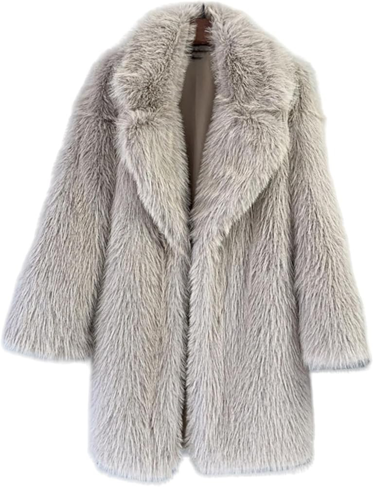 Fluffy Faux Fur Parka Outwear Overcoat,Shaggy Long Coat Jackets with Sleeves | Amazon (US)