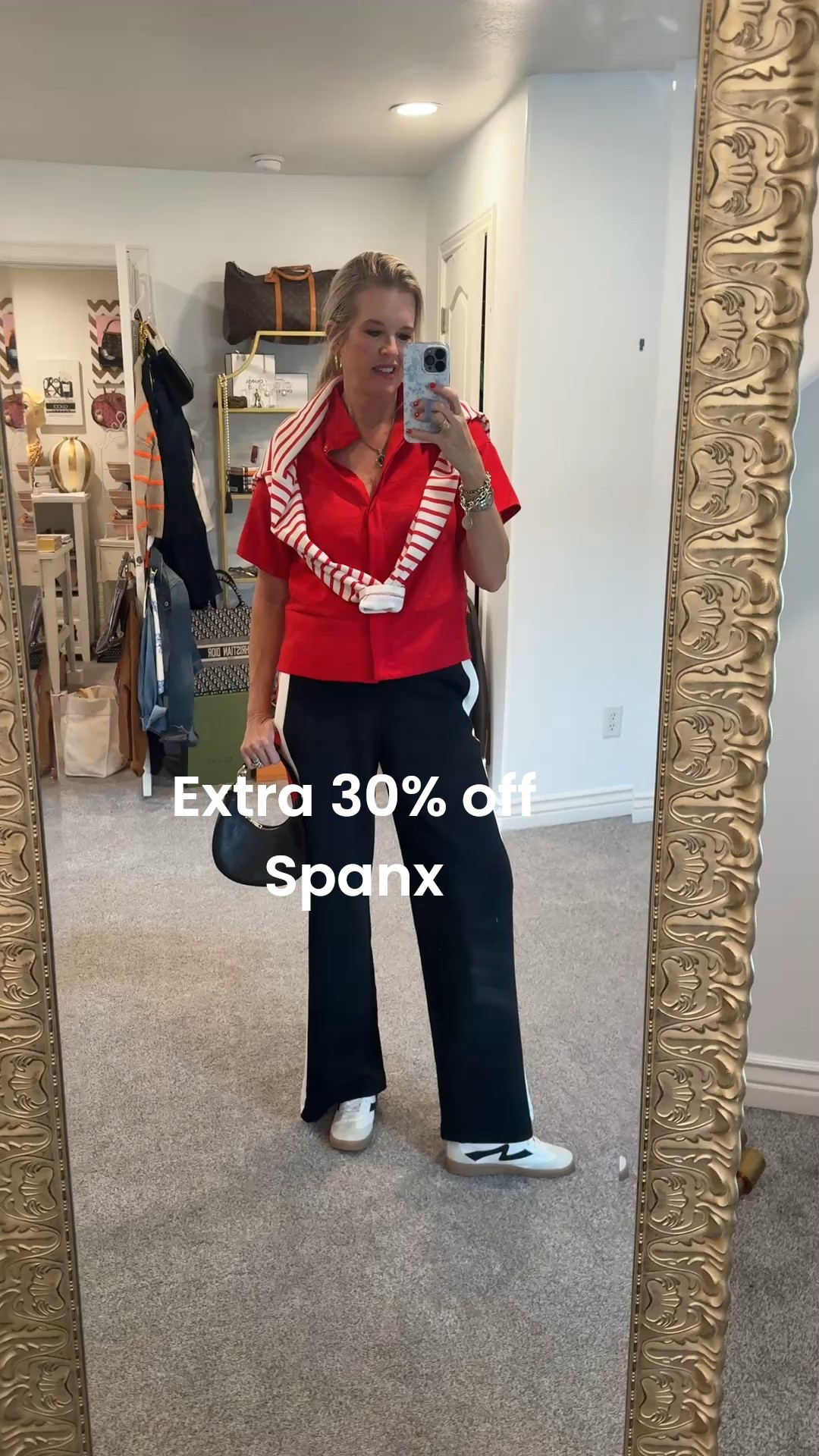 🚨 extra 30% off  Spanx sale 
Code: EXTRA30

New arrivals from Spanx & Amazon 

Amazon red button up top short sleeve, boxy and a hits at hip bone, figure flattering and so affordable.
Comes in several colors 

🚨 extra 30% off Spanx Sale
Spanx air essentials, super soft wide side stripe , has pockets.
& stripe boat neck air essentials long sleeve top 

10% off with code Deardarcyxspanx 

Yellow box tennis shoes 

Gold hoops comes in a set from Amazon 

#LTKSaleAlert #LTKOver40 #LTKStyleTip