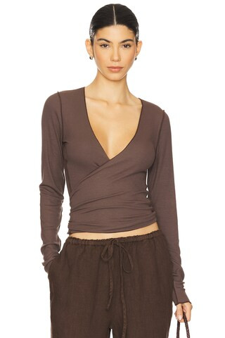 VIR VITA Margot Wrap Top in Chestnut from Revolve.com | Revolve Clothing (Global)