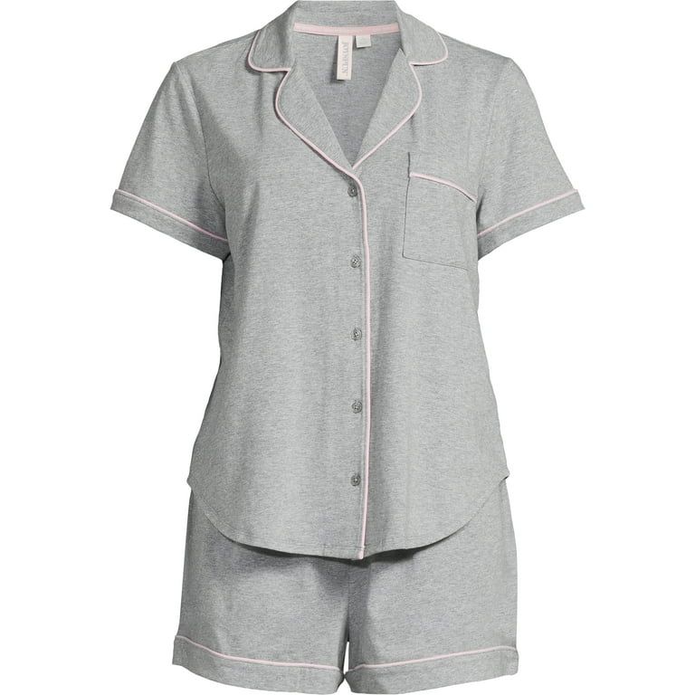 Joyspun Women's Cotton Blend Notch Collar Top and Shorts Pajama Set, 2-Piece, Sizes S to 4X - Wal... | Walmart (US)