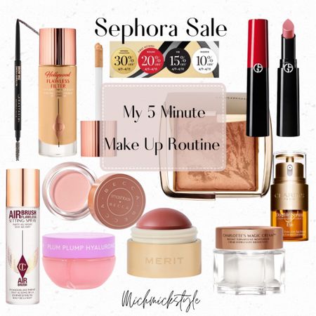 My 5 minute makeup routine. Sephora sale. Beauty products. Make up. Foundation. Lipstick. Bronzer. Blush  

#LTKbeauty #LTKxSephora #LTKsalealert