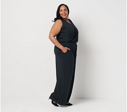 All Worthy Hunter McGrady Petite Sleeveless Jumpsuit - QVC.com | QVC