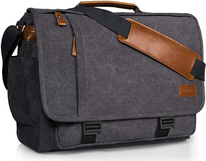 ESTARER Messenger Bag for Men 17-17.3 Inch Laptop Bag Water-resistant Canvas Computer Shoulder Ba... | Amazon (US)