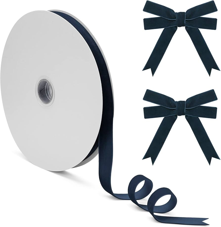 Navy Blue Velvet Ribbon, Blue Velvet Christmas Ribbon 5/8 Inch, 10 Yd Vintage Thin Crushed Velvet... | Amazon (CA)