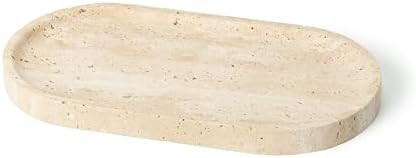 WILD WORKS Natural Travertine Oval Tray - 100% Real Stone Handcrafted, Modern Multi-Purpose Decor... | Amazon (US)