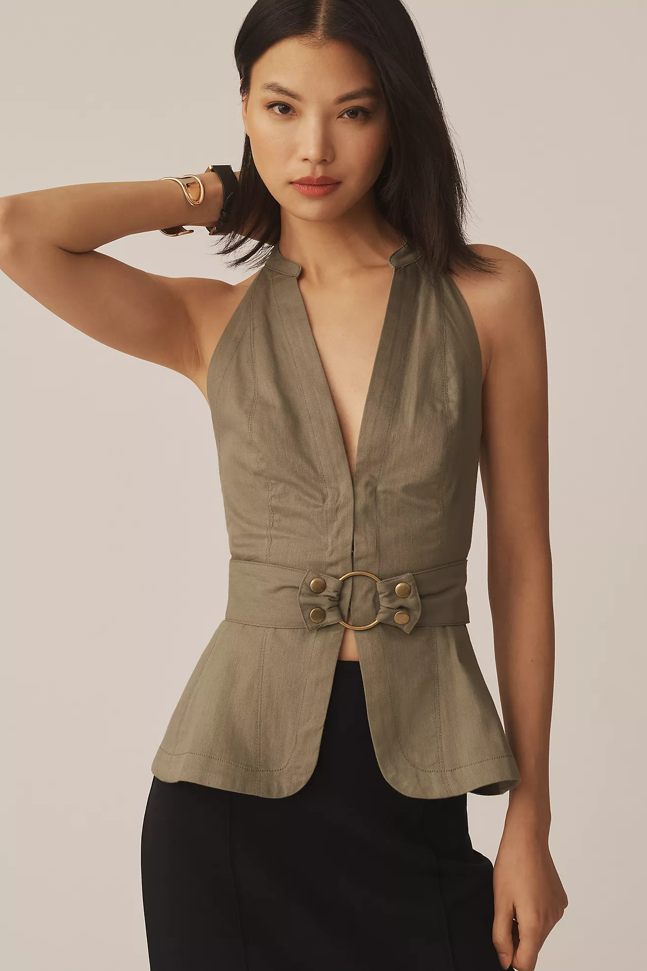 By Anthropologie Belted Halter Open-Back Top | Anthropologie (US)