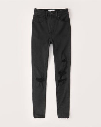 Abercrombie & Fitch Womens Curve Love High Rise Super Skinny Jeans in Black Ripped Wash - Size 31 | Abercrombie & Fitch US & UK
