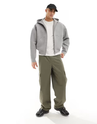 Weekday Simon  zip through hoodie in grey melange in scuba-style fabric | ASOS (Global)