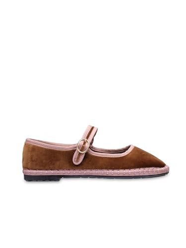 Flabelus Women's Velvet Mary Jane Flats, Brown, 5 Medium US | Amazon (US)