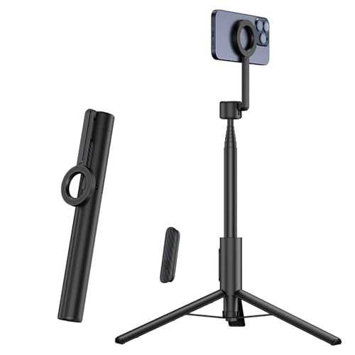 MagSafe Tripod for iPhone 64'' Selfie Stick Phone with Metal Ring and Remote, Fit for iPhone 12/13/14/15 Series, Magsafe Case and Other Phones | Amazon (US)