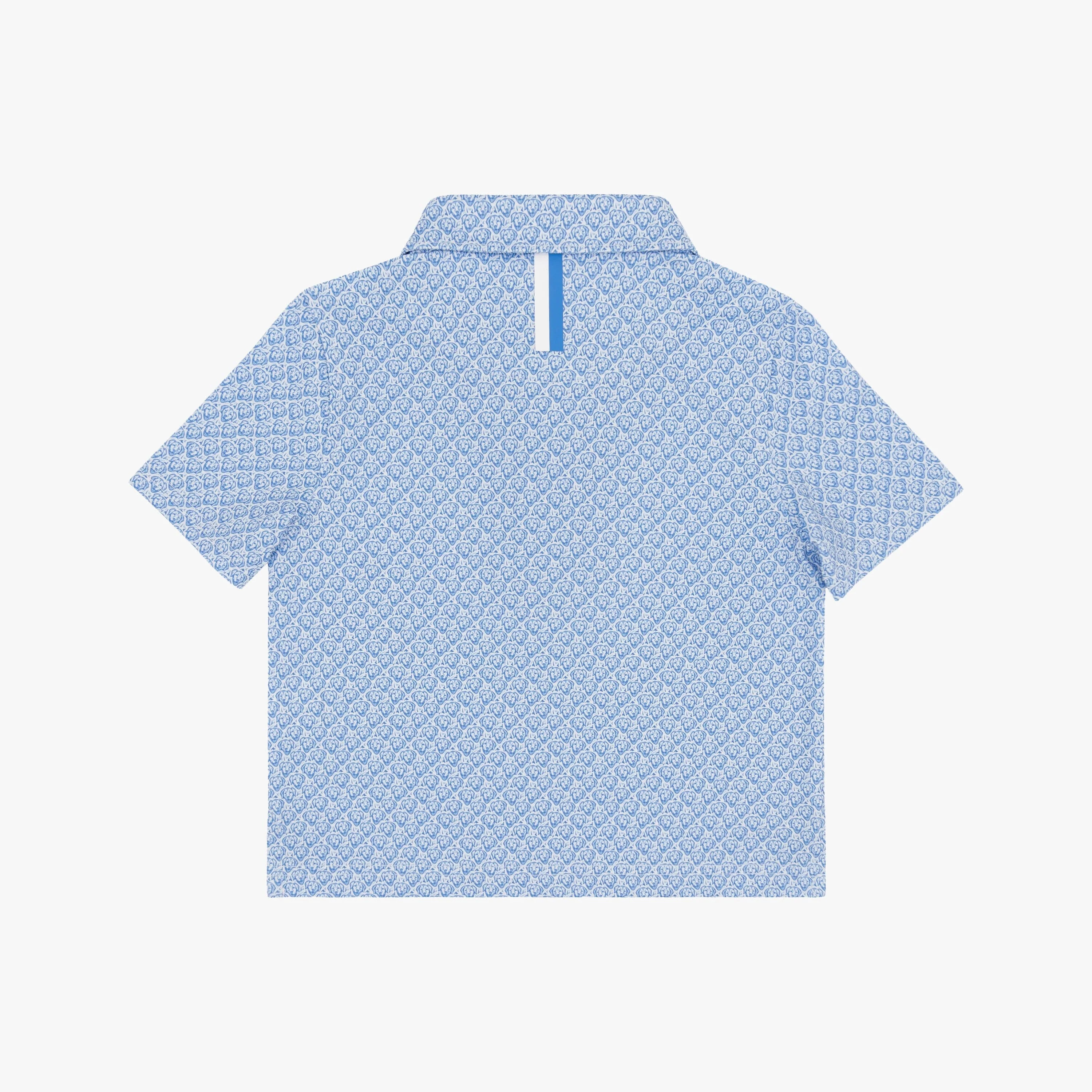 The Lil' Biscuit Performance Polo - White/Caicos Blue | Rhoback | RHOBACK
