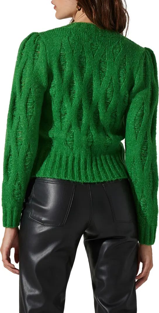 Distressed V-Neck Cable Knit Sweater | Nordstrom