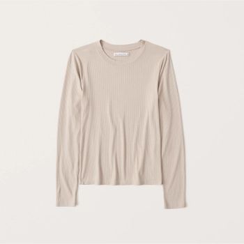 Long-Sleeve Drapey Ribbed Tee | Abercrombie & Fitch (US)