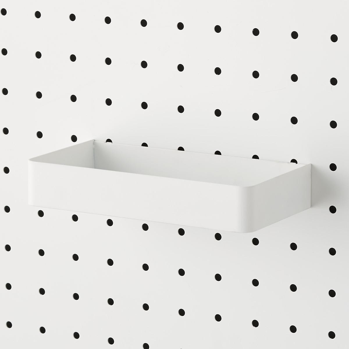 White Bello Long Pegboard Bin | The Container Store