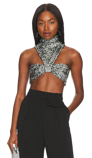 Lidoine Top in Gunmetal Silver Metallic Top Party Top Crop Top Revolve Fall Winter Top Tops | Revolve Clothing (Global)