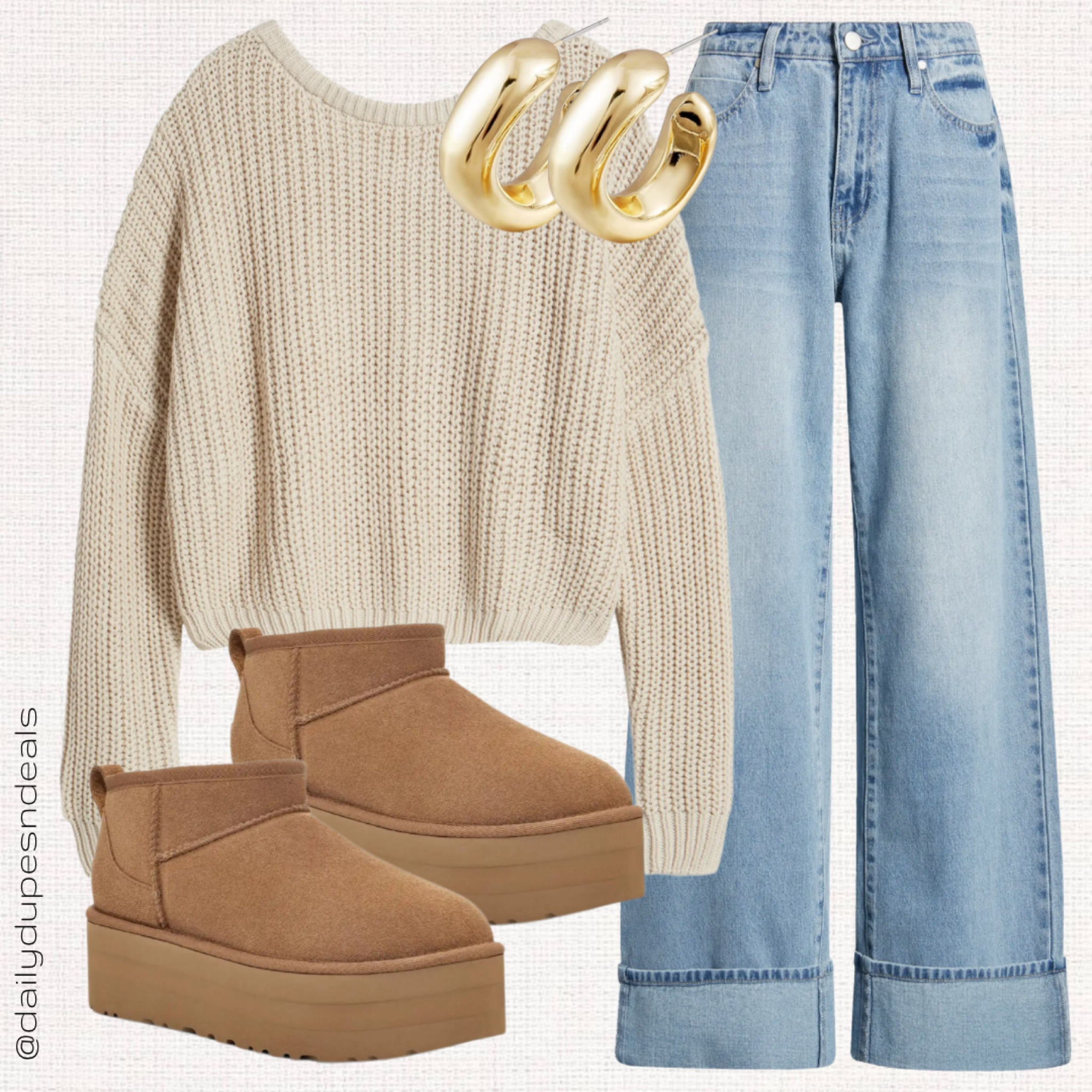 Fall winter Nordstrom Amazon sweater wide leg denim jeans platform ugg boots

#LTKstyletip #LTKfindsunder100 #LTKSeasonal