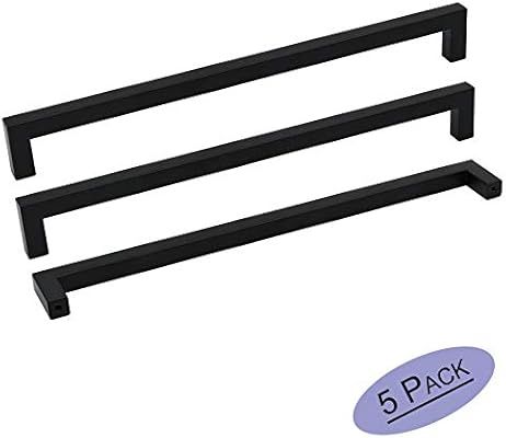 5Pack Goldenwarm Black Square Bar Cabinet Pull Drawer Handle Stainless Steel Modern Hardware for ... | Amazon (US)