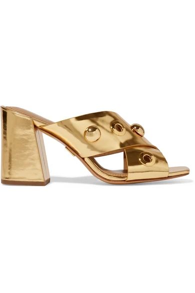 Michael Kors Collection - Brianna Embellished Metallic Leather Mules - Gold | NET-A-PORTER (US)