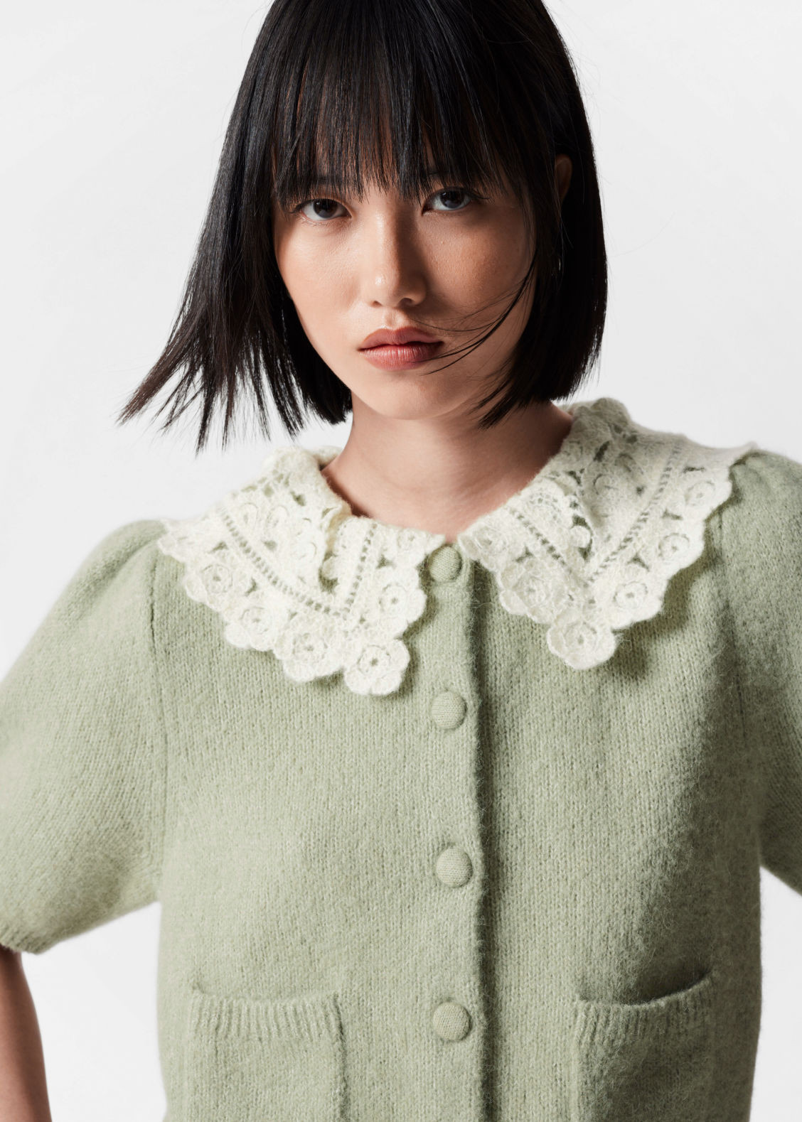 Crochet-Collar Knit Cardigan | & Other Stories US