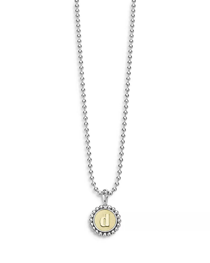 Sterling Silver and 18K Yellow Gold Signature Caviar Initial Pendant Necklace, 16" | Bloomingdale's (US)