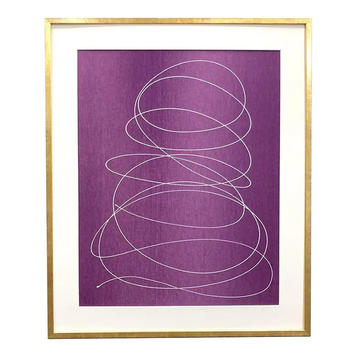 "White Brainstorm on Purple Silk" Original Abstract Acrylic Painting by Kayce Hughes, Framed | Chairish