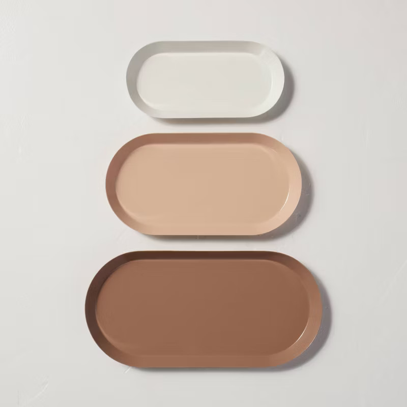 3pc Neutral Metal Oval Desk Tray Set - Hearth & Hand™ with Magnolia | Target