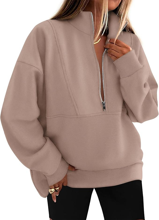 KIRUNDO Sweatshirt for Women 2025 Fall Half Zip Pullover Oversized Fleece Mock Neck Hoodies Fashi... | Amazon (US)