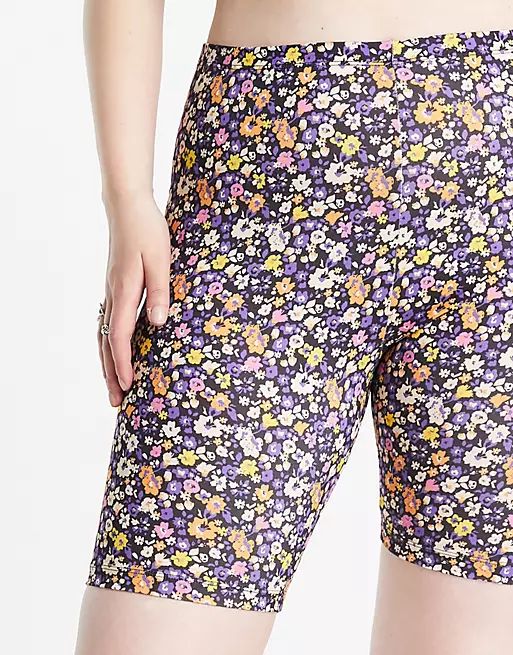 Only Curve 2 pack legging shorts in leopard and floral | ASOS (Global)