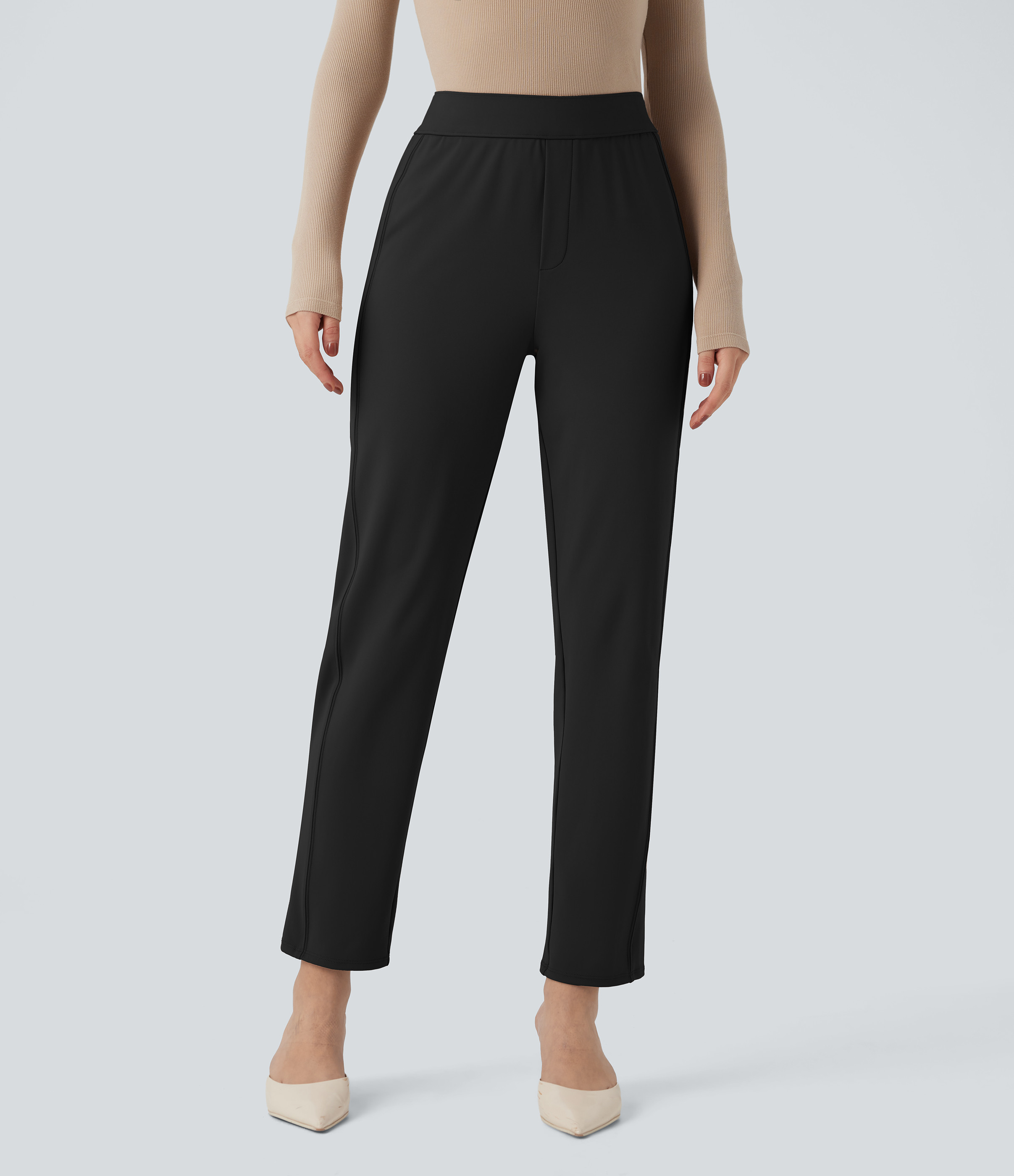 Halara Halara Flex™ High Waisted Tapered Work Pants - Black - S(regular) sweatpants jogger pants stacked sweatpants cargo joggers | HALARA