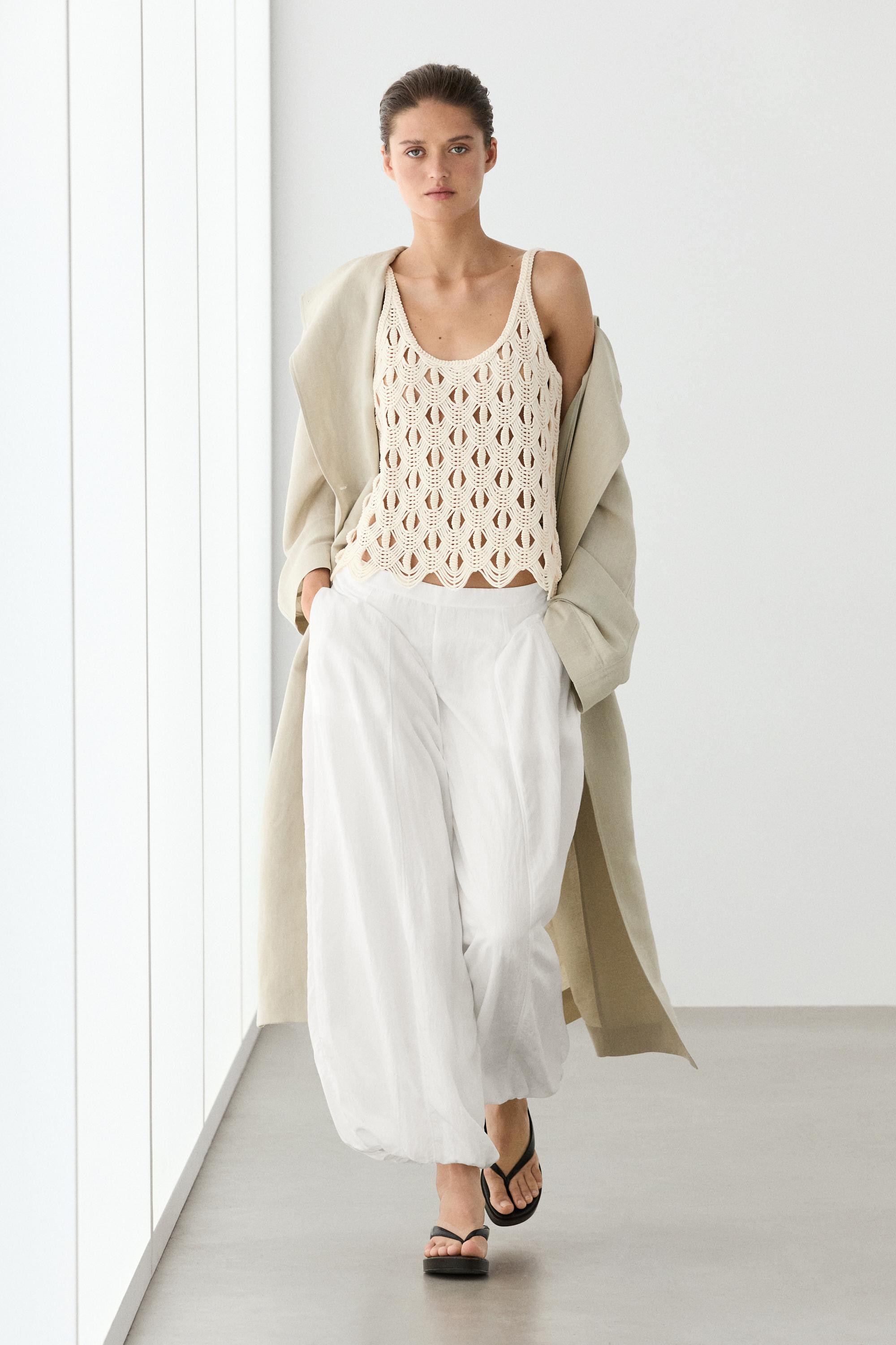 Strappy top with crochet detail | Massimo Dutti US