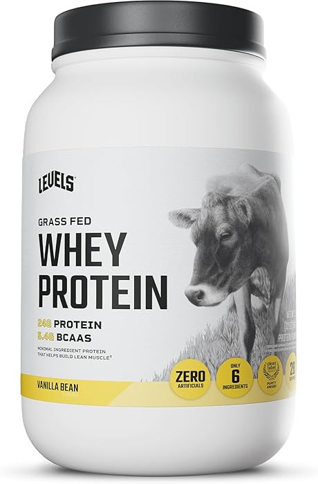 Levels Grass Fed Whey Protein Powder, No Artificials, 24G of Protein, Vanilla Bean, 2LB | Amazon (US)