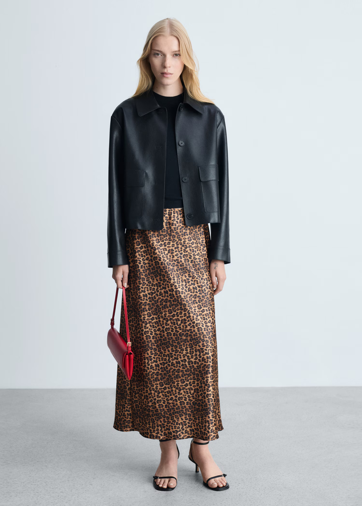 Leopard-print satin skirt - Women | MANGO USA | Mango (US/MX/AU)