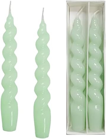 Spiral Taper Dinner Candles Stick Twisted Candles Green H 7.5inch Wax Unscented Dinner Candle Dri... | Amazon (US)