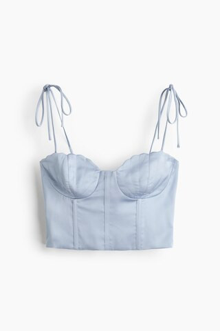 H & M - Satin Bustier Top - Blue | H&M (US + CA)