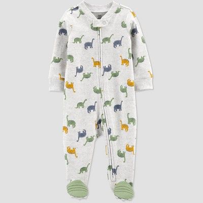 Baby Boys' Dino Interlock Footed Pajama - Just One You® made by carter's Olive | Target