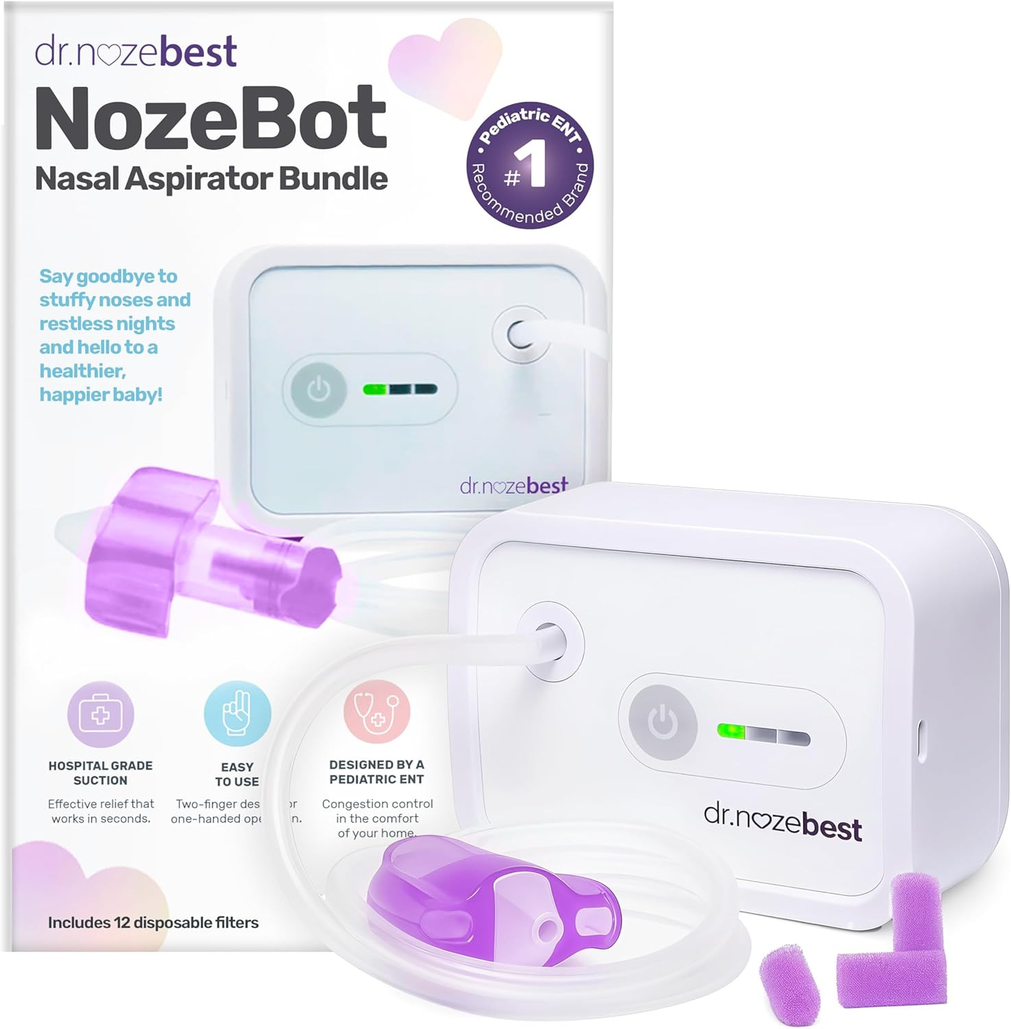 Electric Baby Nasal Aspirator | The NozeBot by Dr. Noze Best | Hospital Grade Suction | Nasal Vacuum | Safe for Infants and Toddlers | Amazon (US)