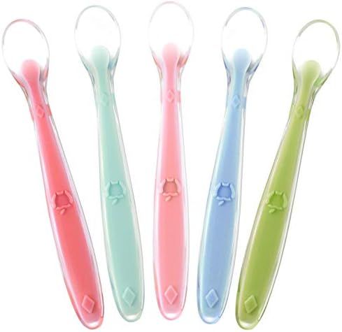BEST First Stage Baby Infant Spoons, 5-Pack, Soft Silicone Baby Spoons Training Spoon Gift Set For I | Amazon (US)