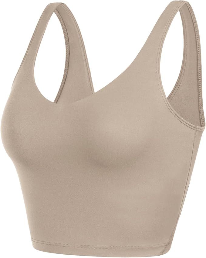 ODODOS Cloud Feeling Tank Bra for Women U Back Wirefree Longline Sports Bra Yoga Crop Top | Amazon (US)