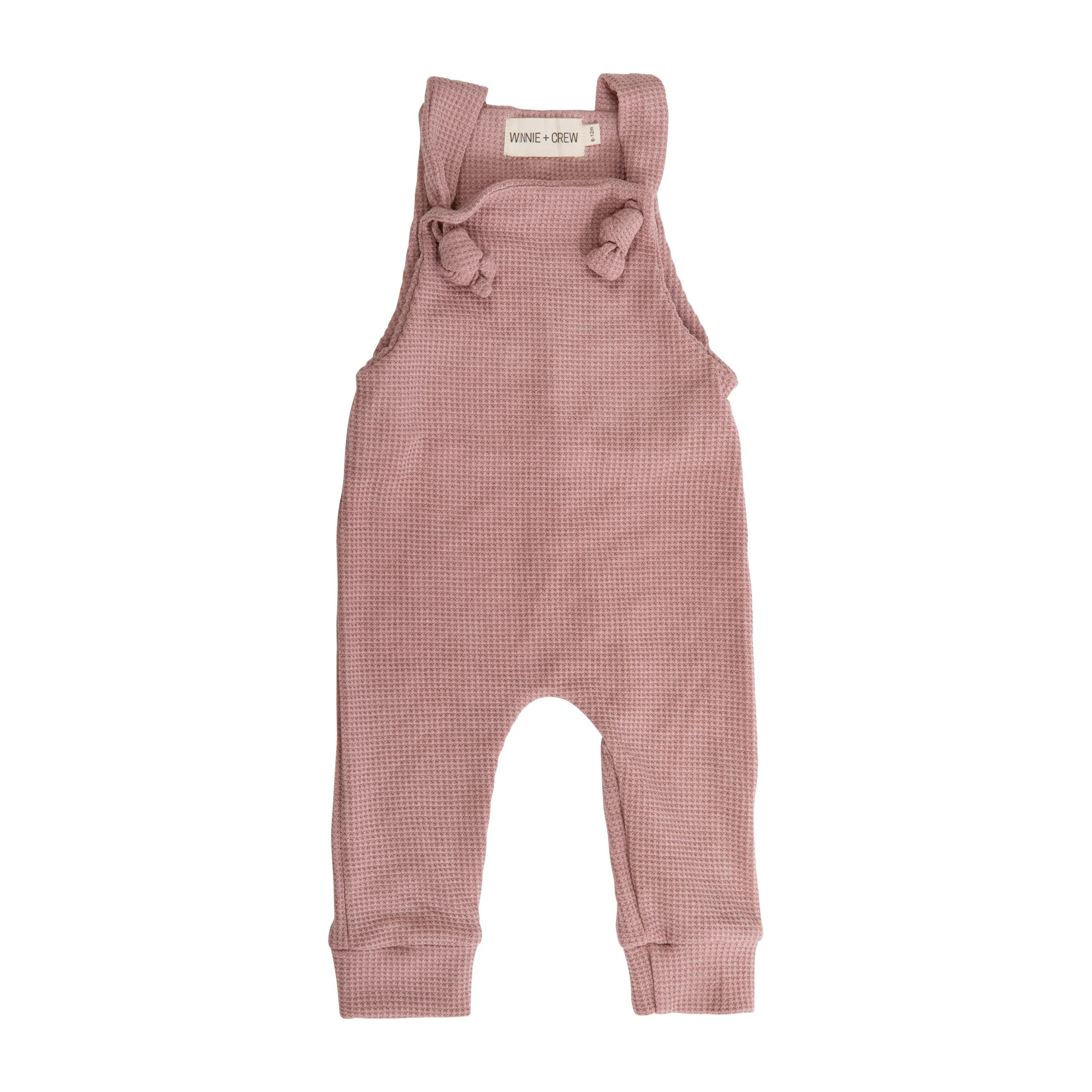 Waffle Knit Overalls - Pink | Winnie and Crew