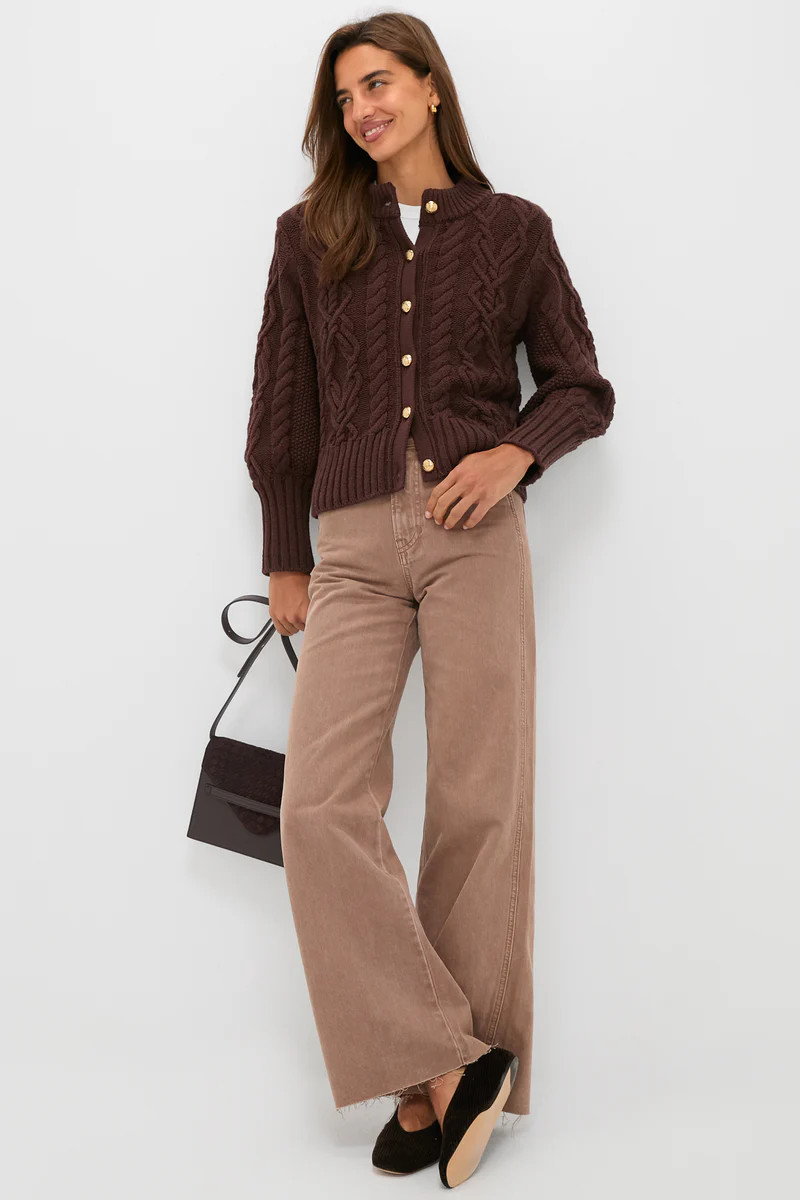 Brown Cotton Colette Cardigan | Tuckernuck (US)