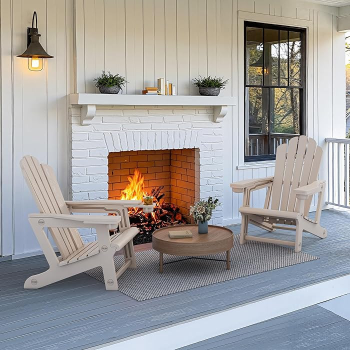 PURPLE LEAF Adirondack Chair Set of 2 HDPE All-Weather Outdoor Fire Pit Chair with 24.6" Oversize... | Amazon (US)