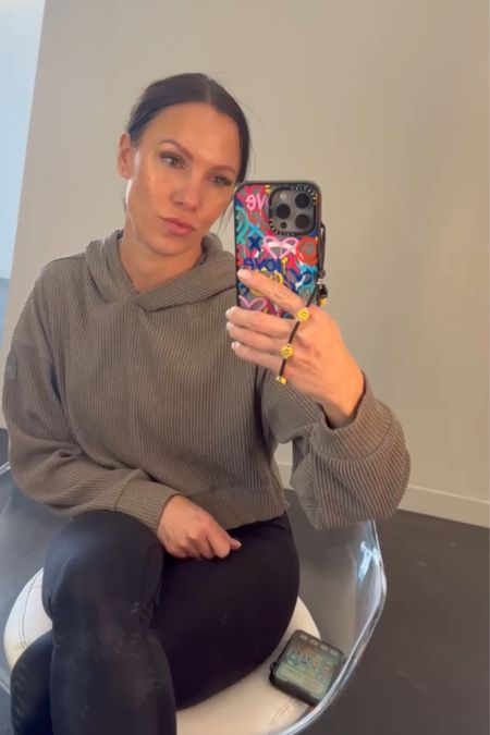 Wearing my corduroy alo pullover with my lululemon align leggings. So cozy! Hair is pulled back with my new favorite scrunchies from Vuori. Wearing size small in pull over and size 4 in leggings. 

#LTKover40 #LTKfitness #LTKSeasonal